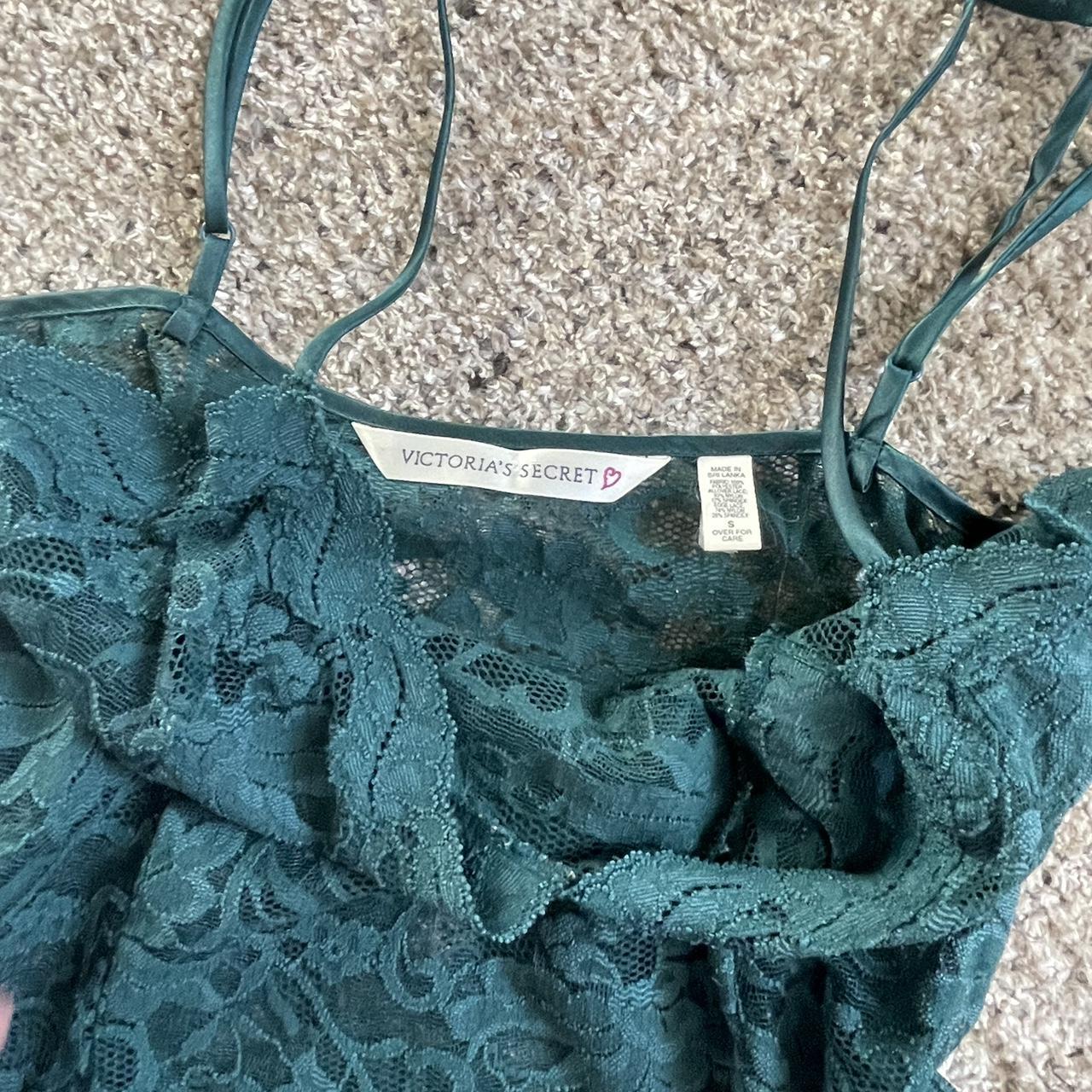 Vintage y2k dark green lace slip dress Size S, but... Depop