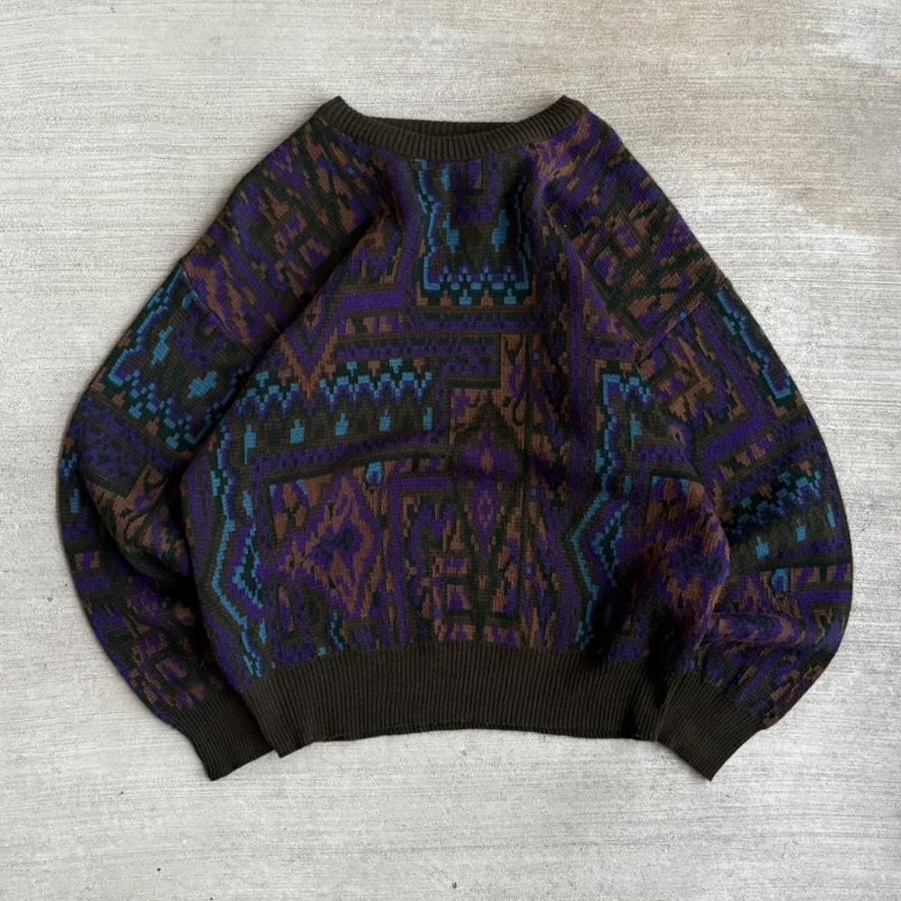 Brown cable-knit-sweater-vintage - Depop