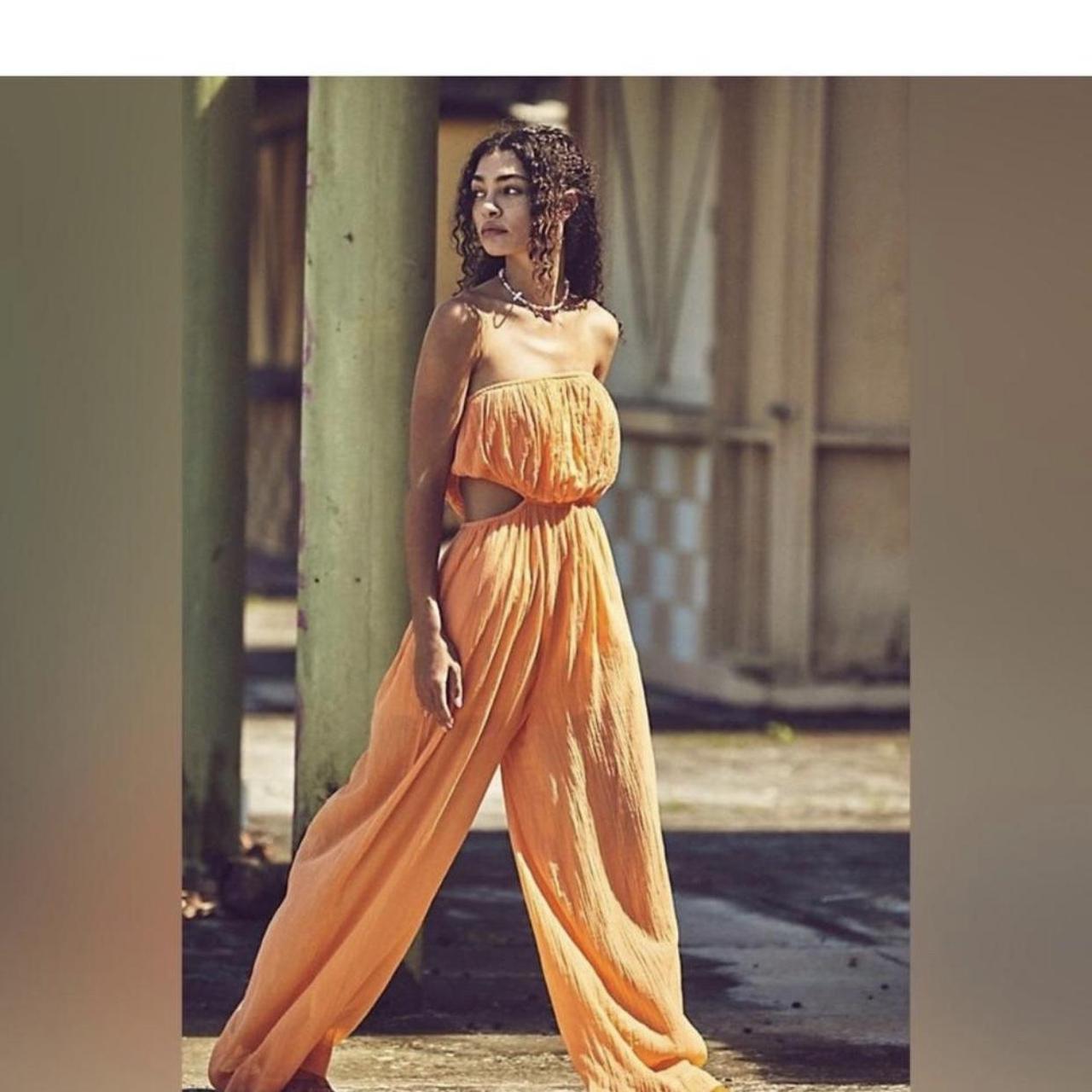 Free people orange jumpsuit online