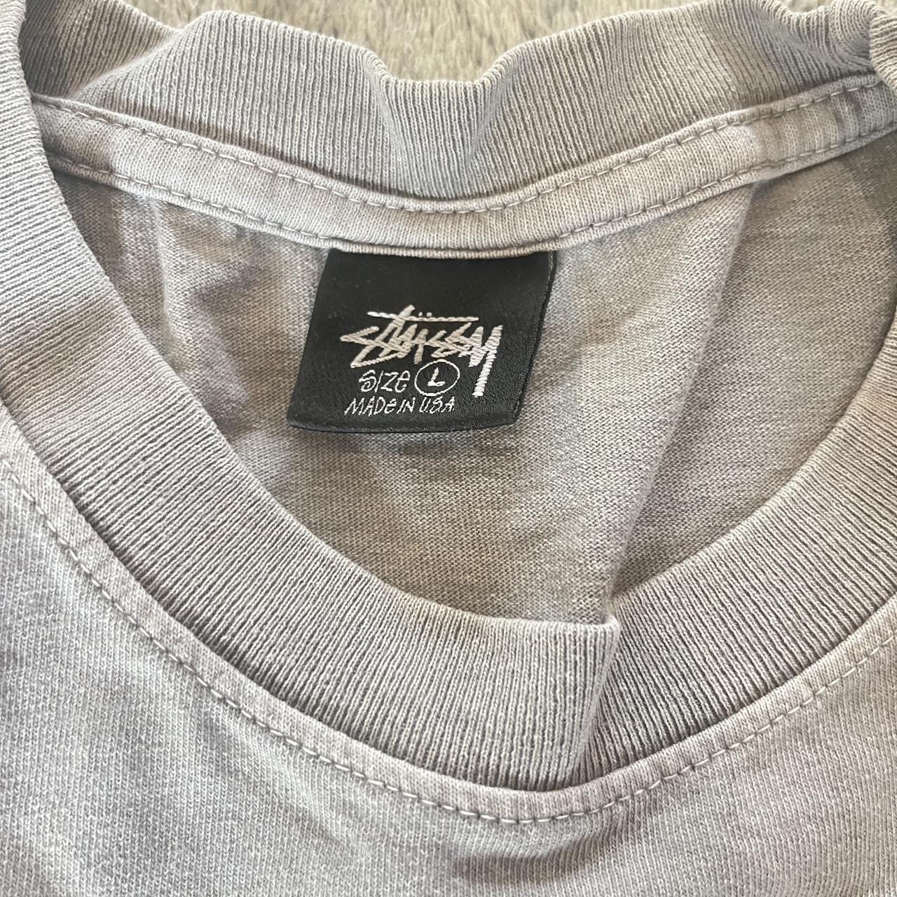 Grey stussy T-shirt Stussy T with no4 logo Size... - Depop