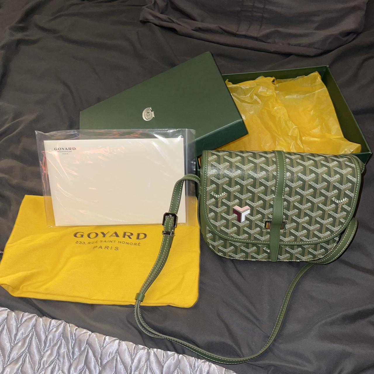 Green Authentic Goyard Chevron Print Coated Canvas - Depop