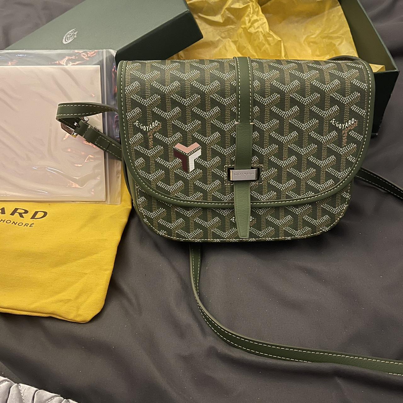 Green Authentic Goyard Chevron Print Coated Canvas - Depop