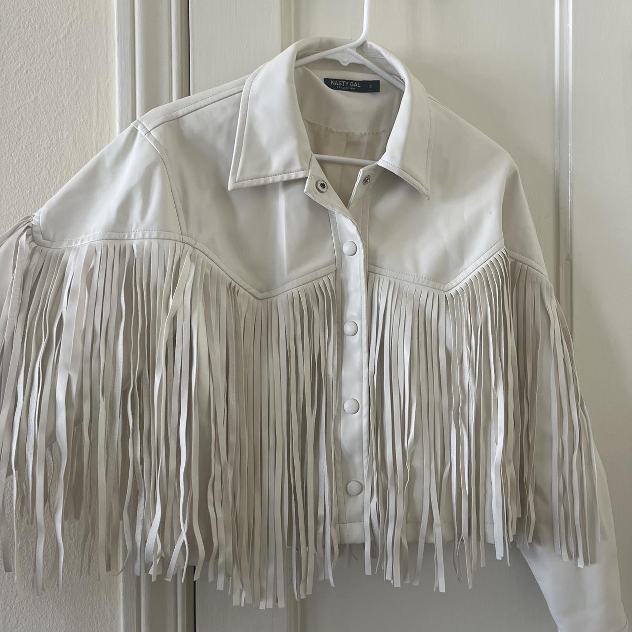 FAUX fringe leather jacket Fun!! - Depop