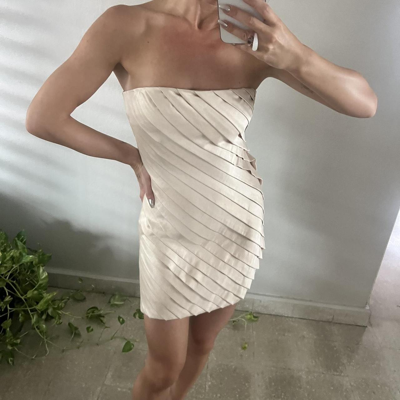 BCBG strapless mini cocktail dress in champagne Depop