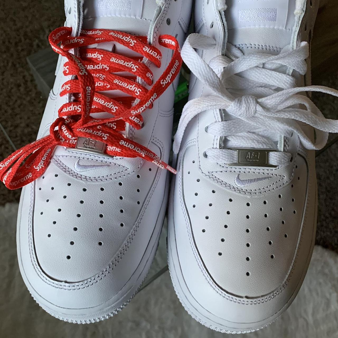 Men's White and Red Trainers | Depop