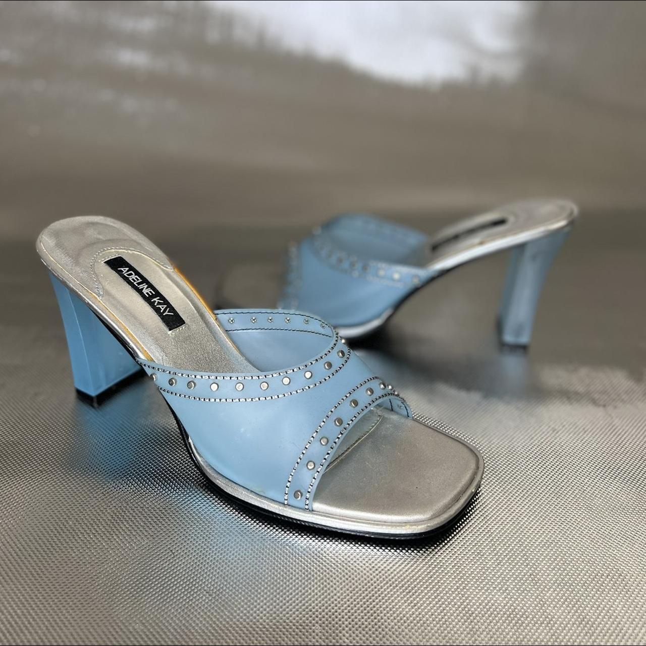 Baby blue mule cheap heels