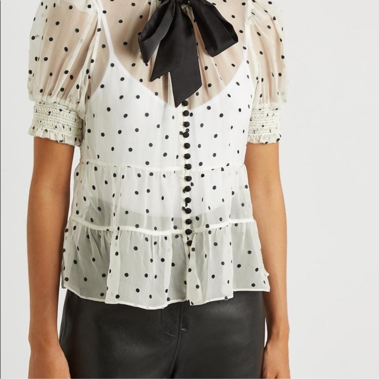 Alice + Olivia - VNeck Polka Dot Blouse - Size L - NWT hotsell