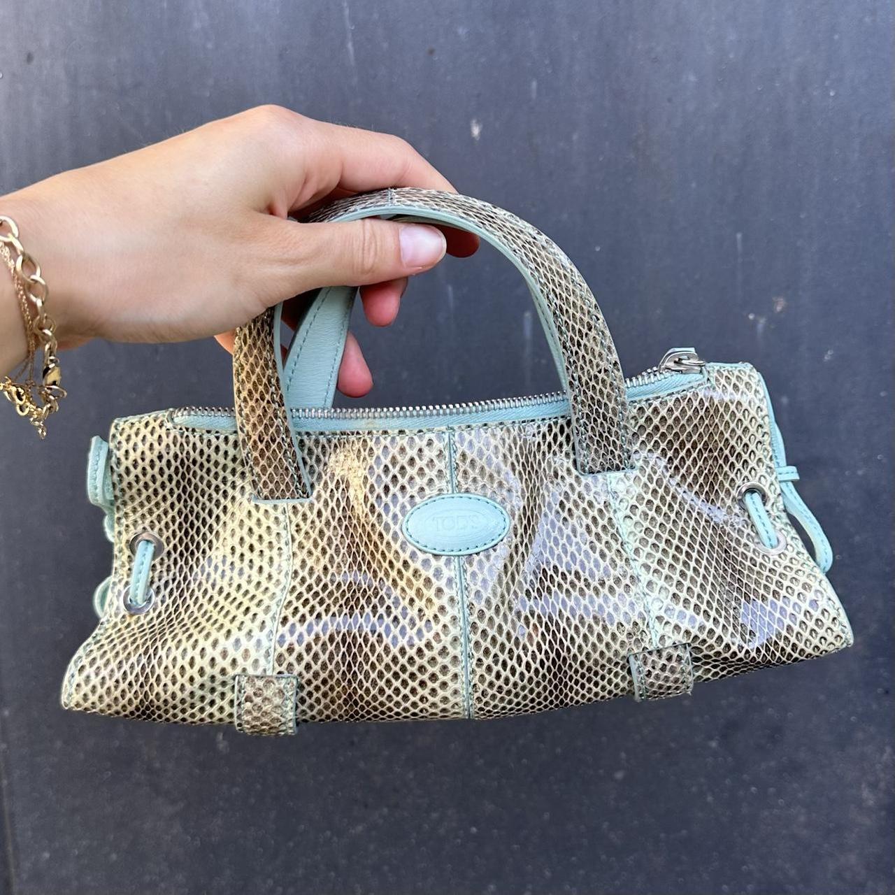 Vintage tod’s reptile blue mini bag Model is python... - Depop