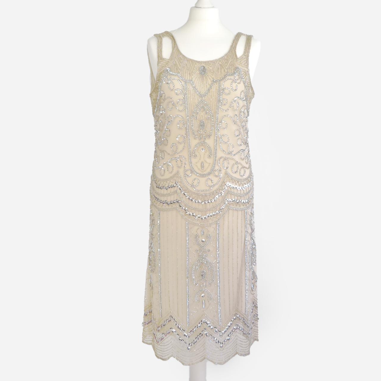 Frock and Frill flapper sequin dress In beige,... - Depop