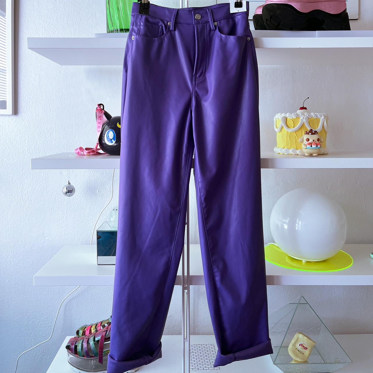 H M purple faux vinyl pants These are too hot to
