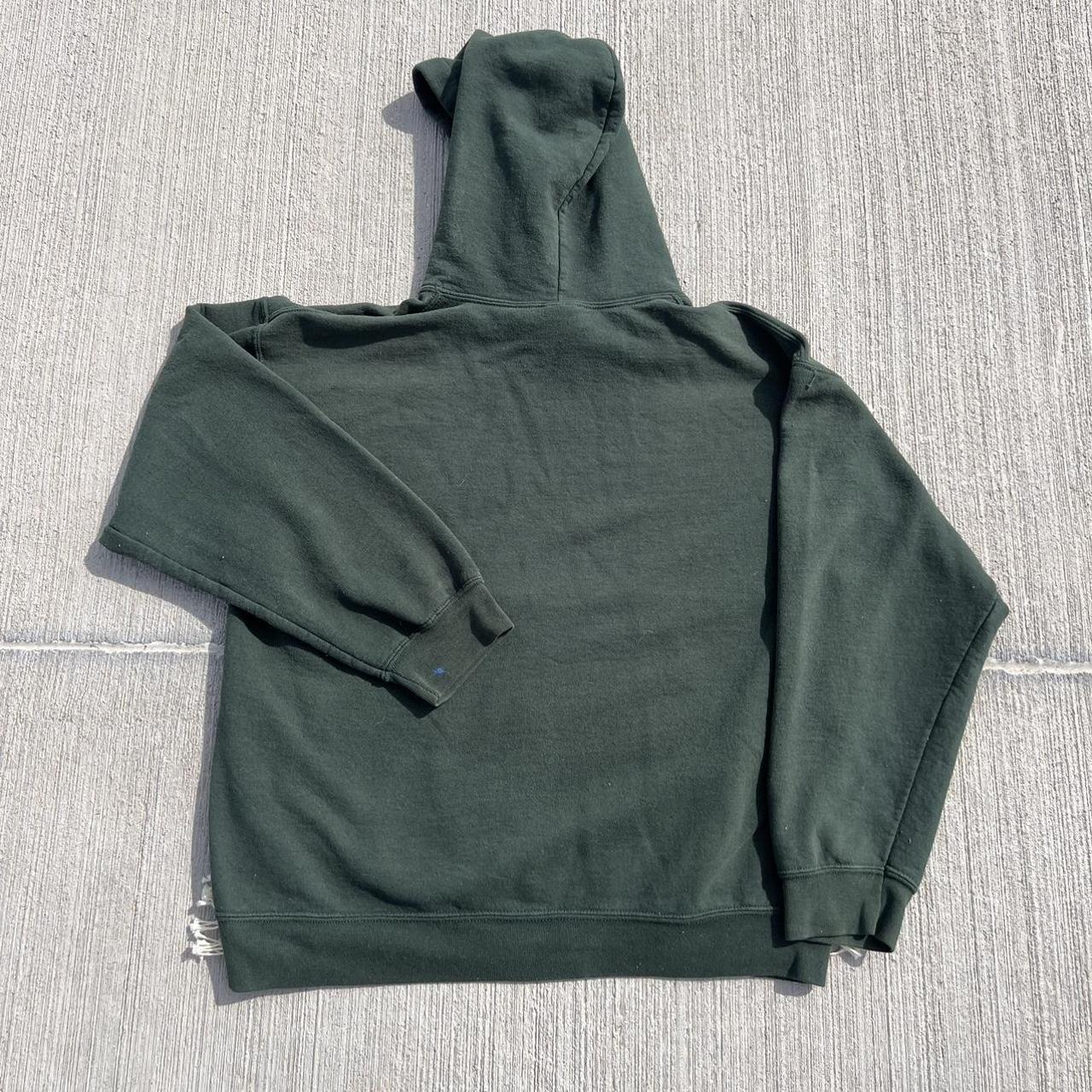 Gildan Men's Green and White Hoodie | Depop