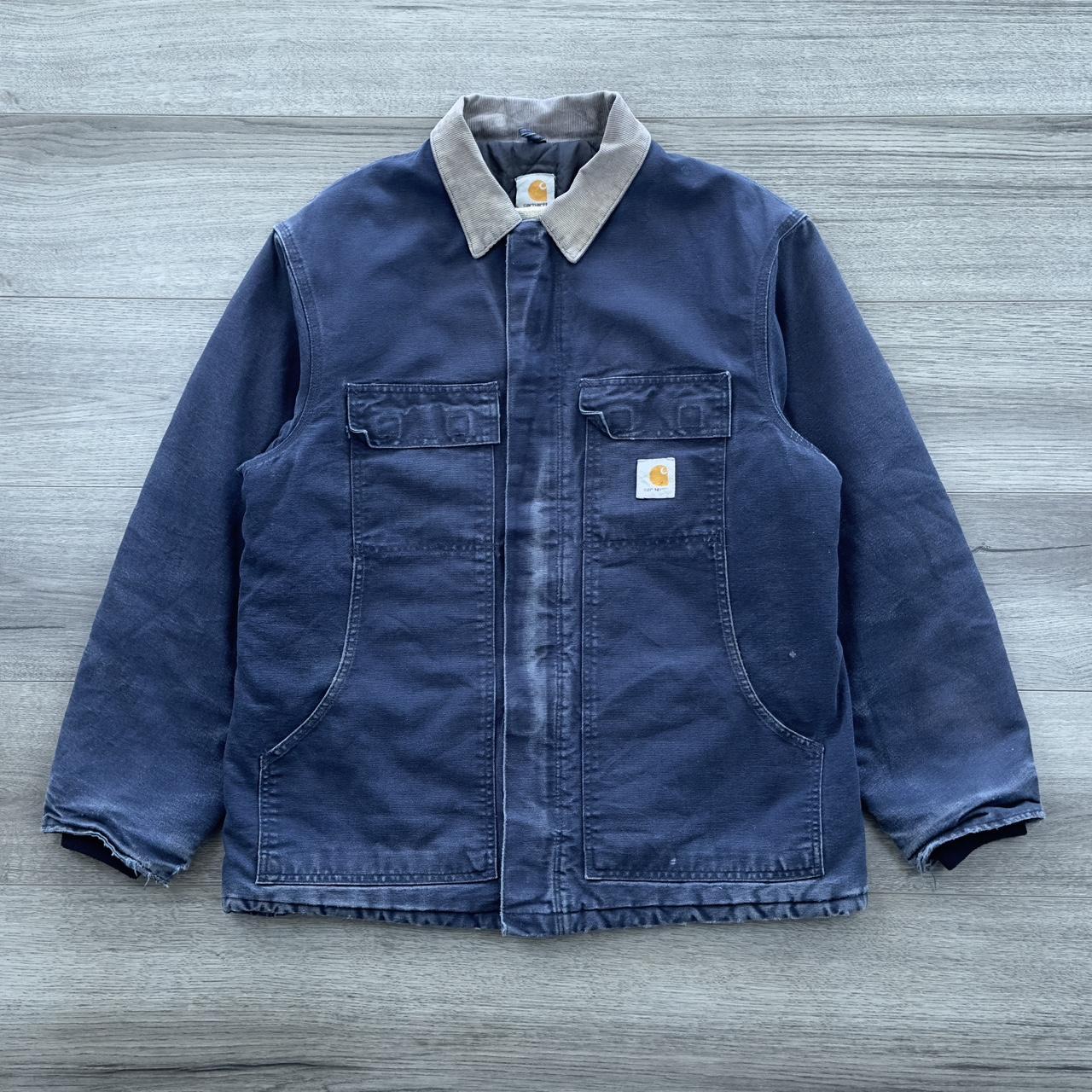 Name: Carhartt Navy Zip Up Jacket Size: Tagged 44... - Depop