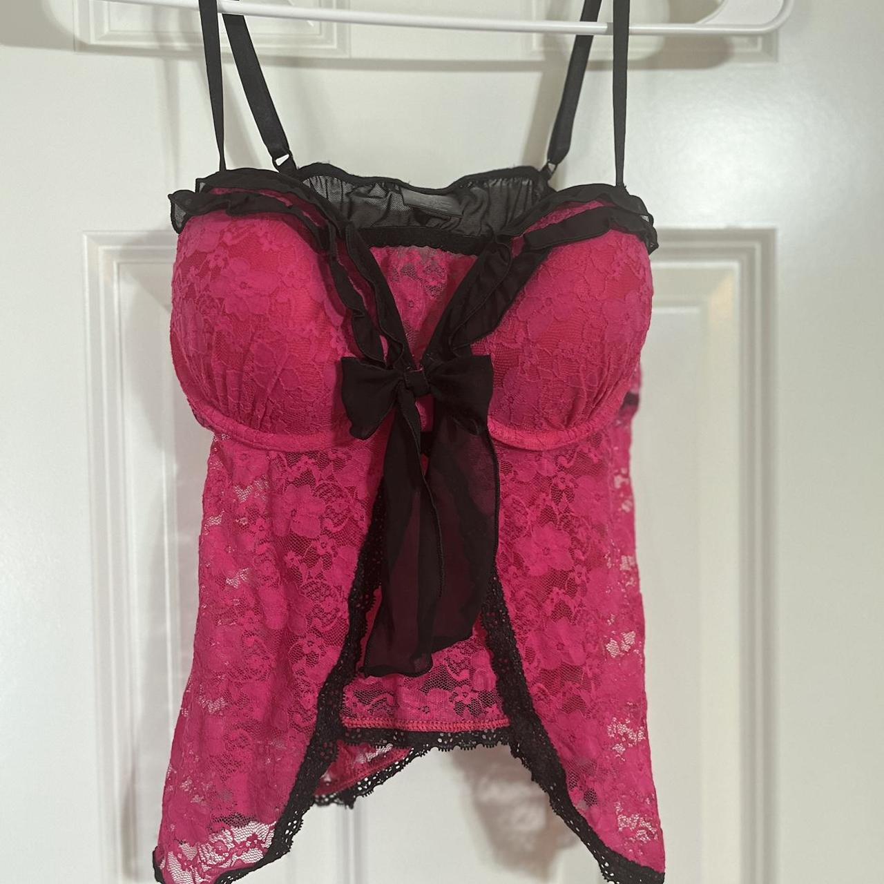 PLS NO PAYPAL <3 Pink and black sexy lingerie top - Depop