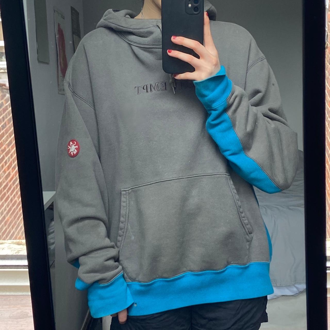 grey and blue cav empt hoodie grey and blue panel | Depop