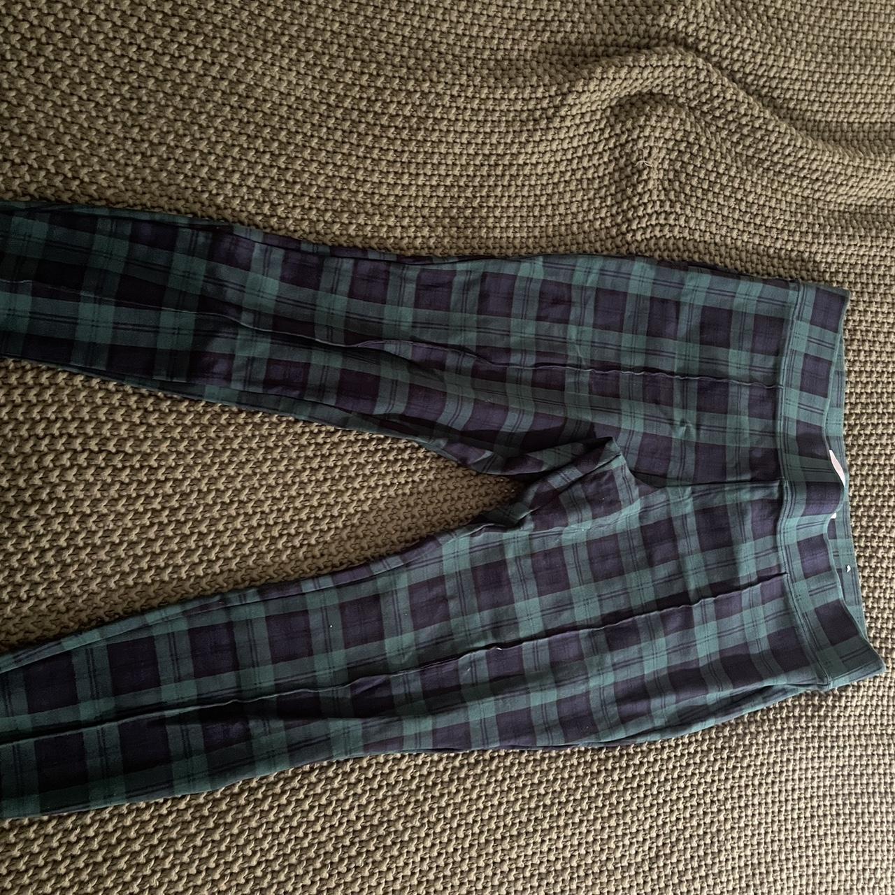 blue and green plaid Stevie pants from Old Navy. Depop