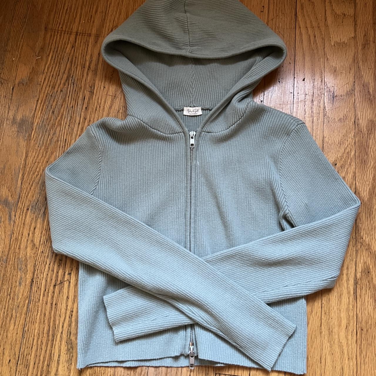 Brandy Melville Sage Green Arden Crop Hoodie worn... Depop