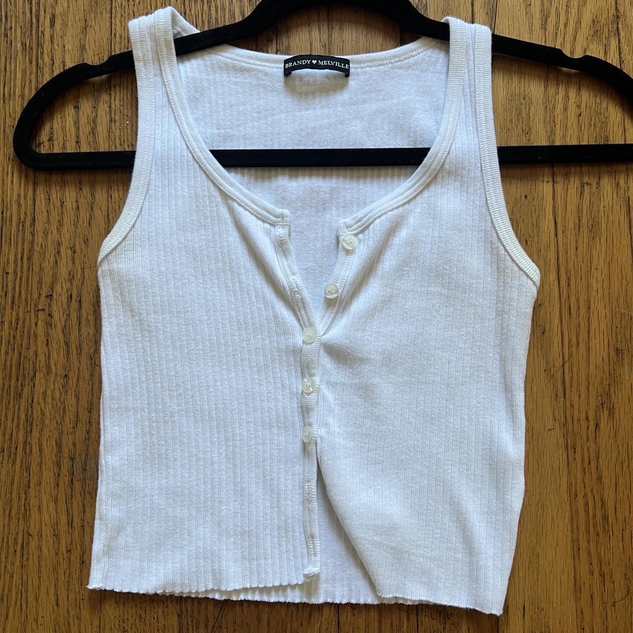 brandy melville white button up tank no flaws, worn... Depop