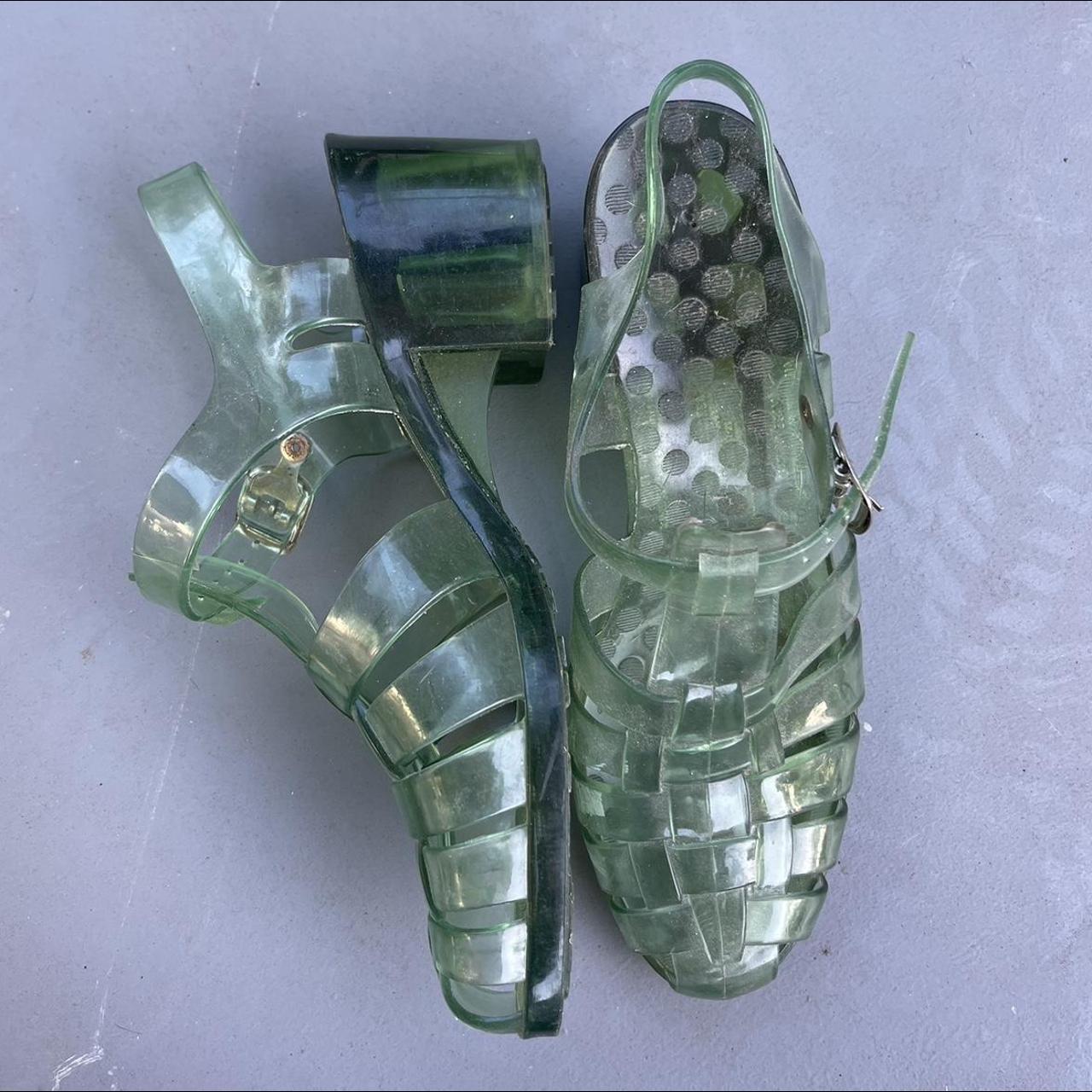 Vintage platform heel green jellies. So freaking... Depop