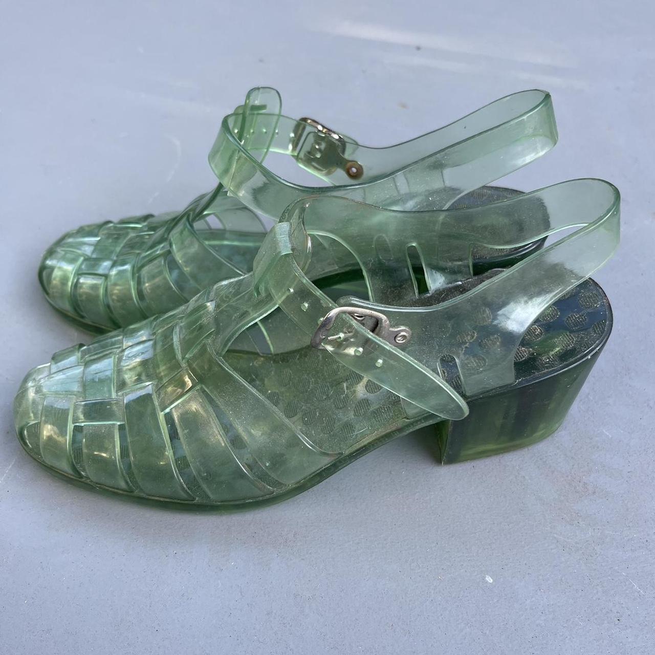 Vintage platform heel green jellies. So freaking... Depop