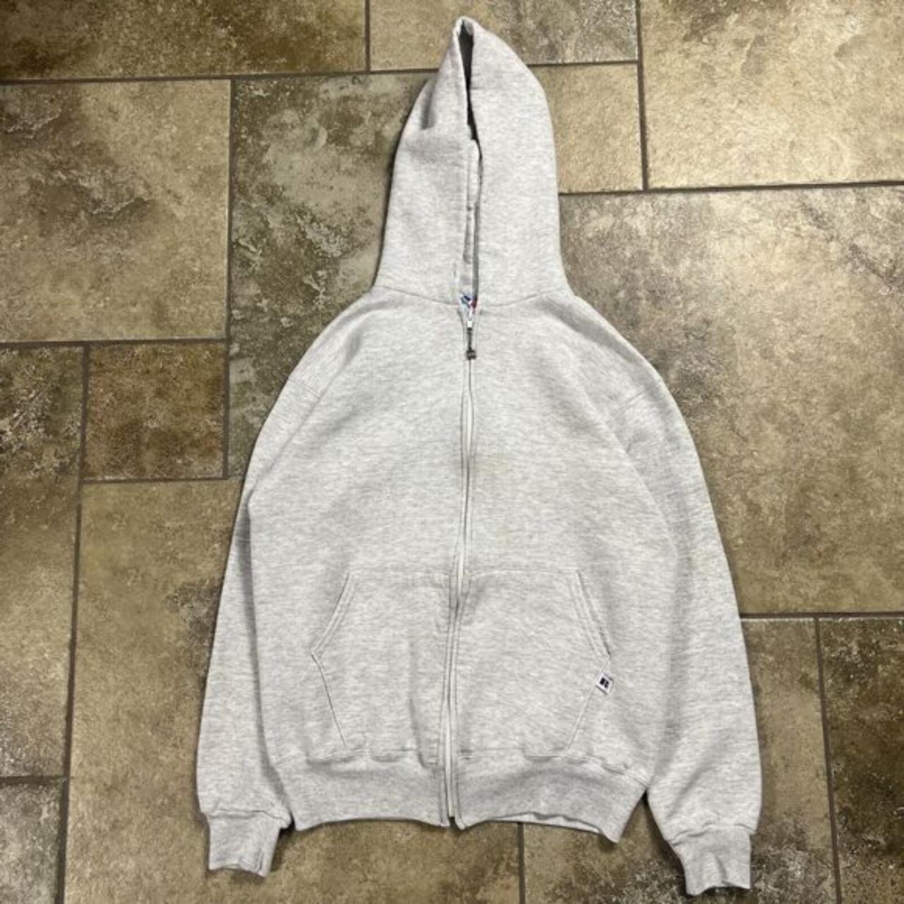Vintage 90s Russell Athletic Zip Up Hoodie Blank M... Depop