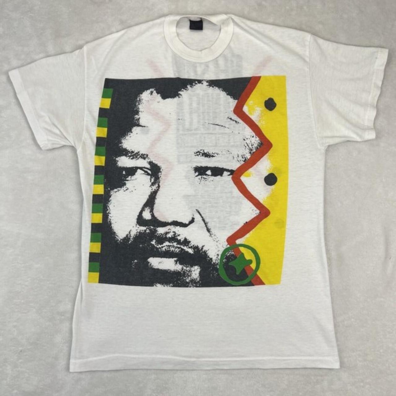 VINTAGE 80s Nelson Mandela Shirt Large Men Black...