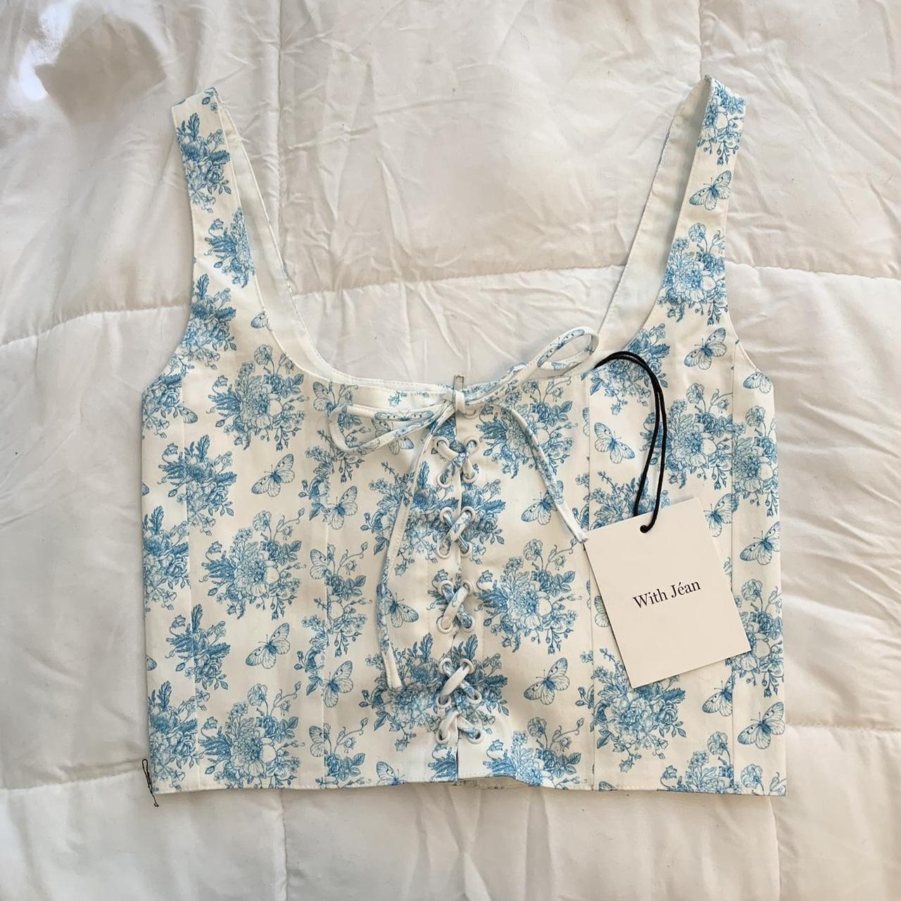 With Jéan Women's White and Blue Corset