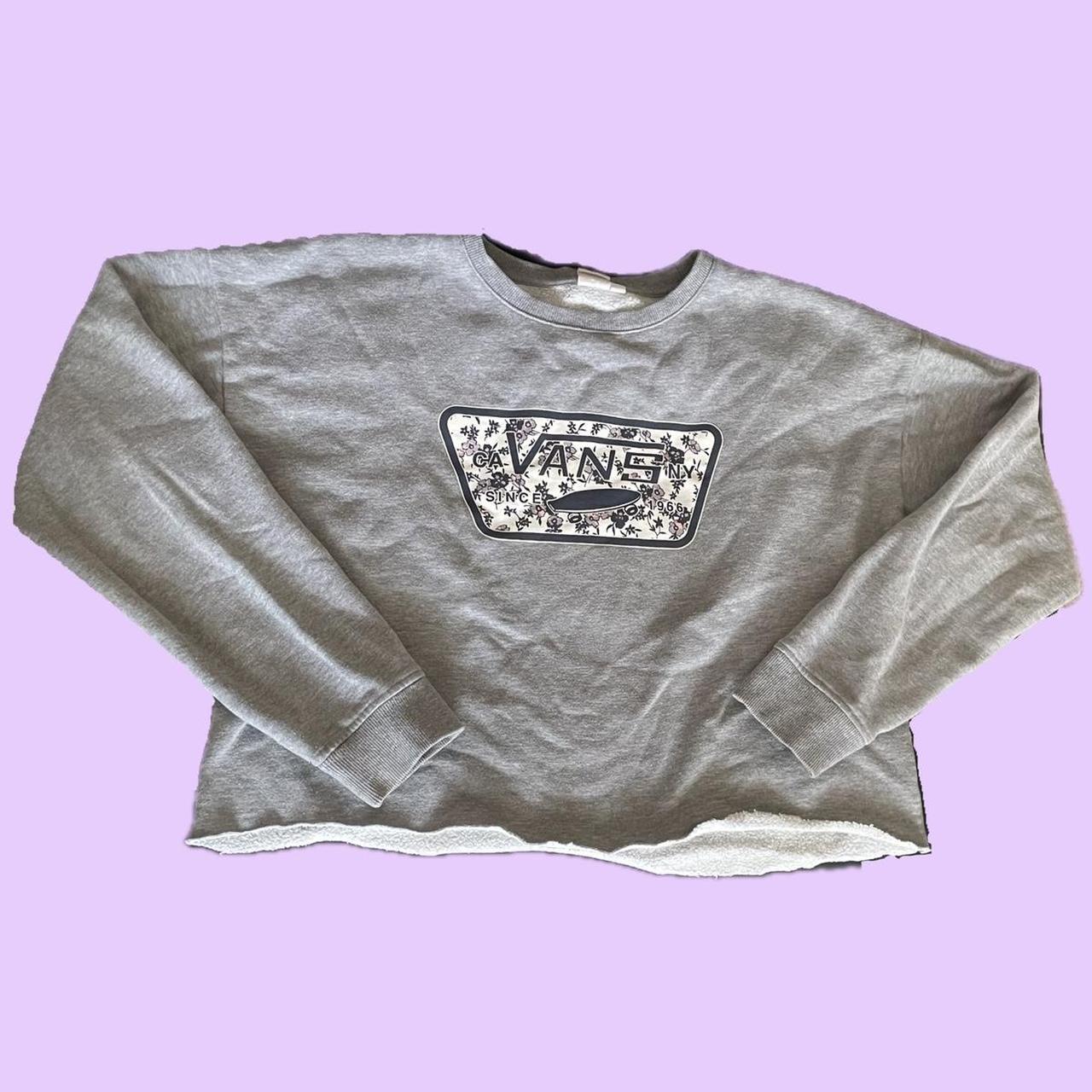 Vans Women's Sweatshirt Grey/Purple XL – cropped grey Vans