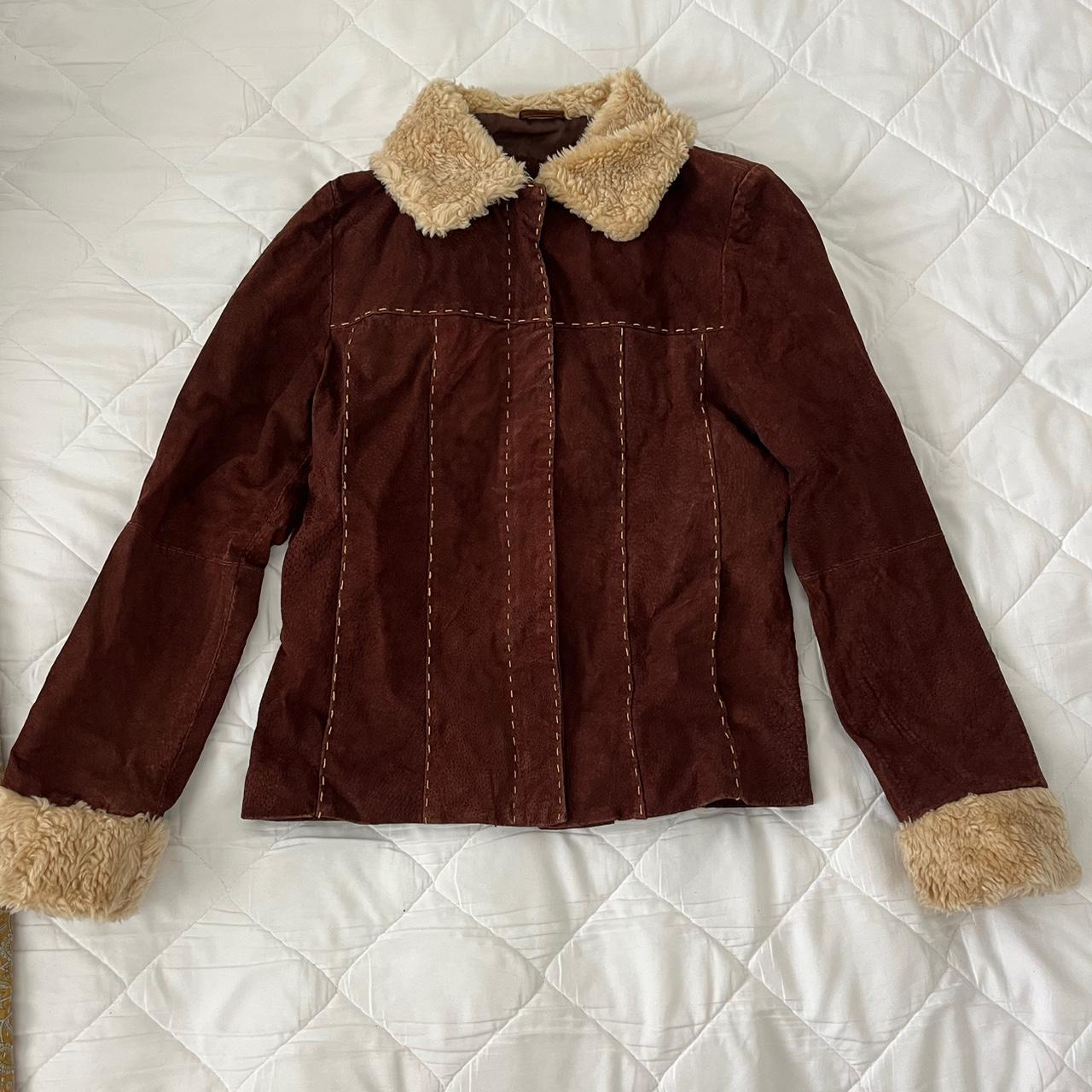 Princess Polly Women's Jacket Brown/Burgundy M – Brown suede