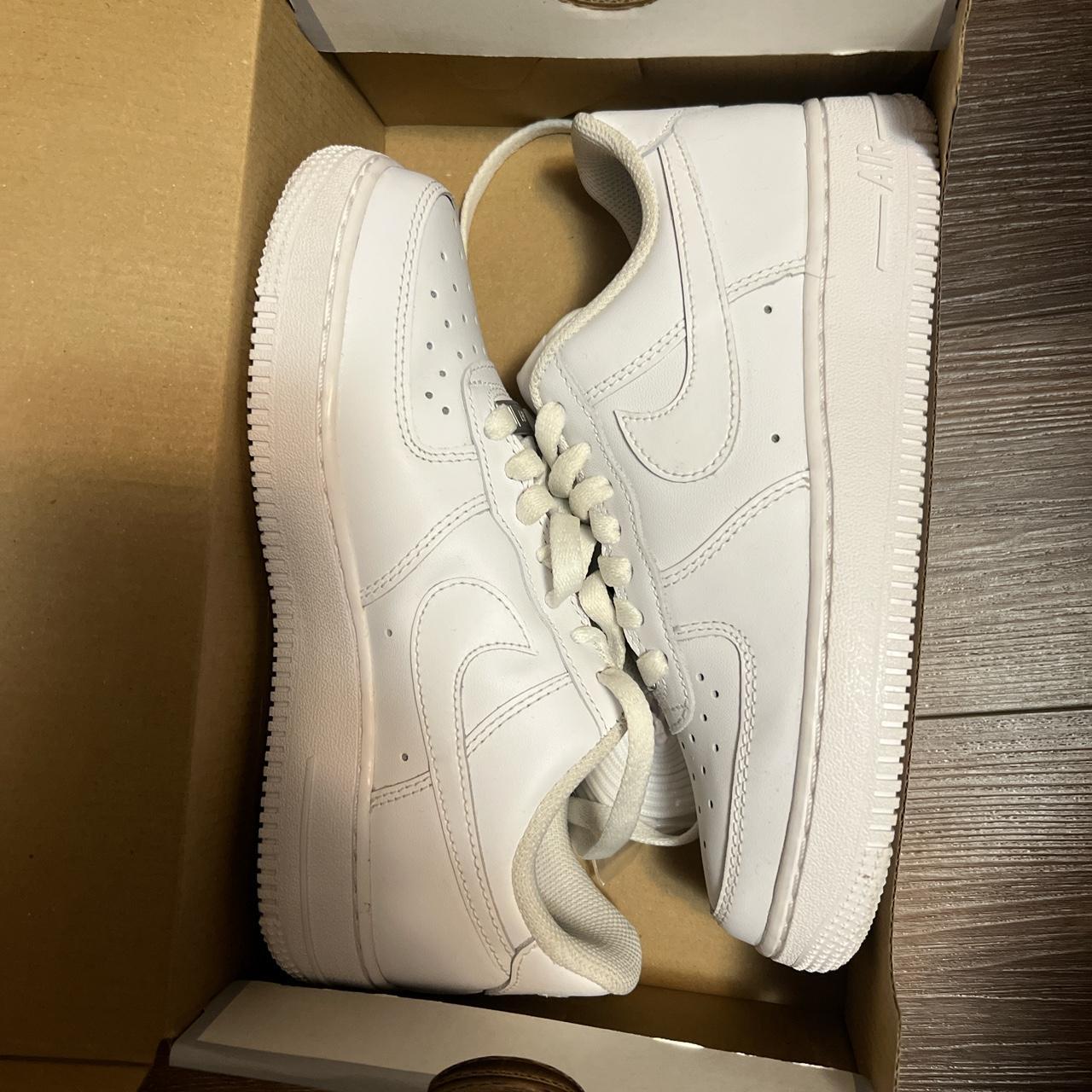 Nike Air Force One White with black or white laces - Depop