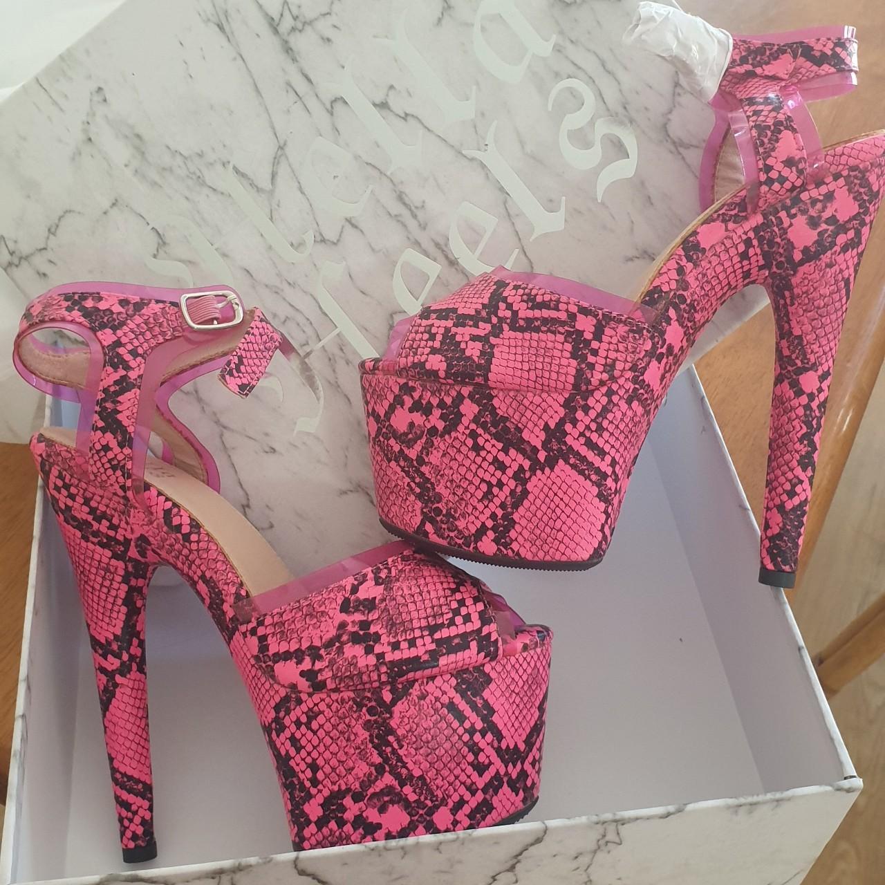 Hella Heels Hot Pink Hissy Fit 7 inch sandals Never... - Depop