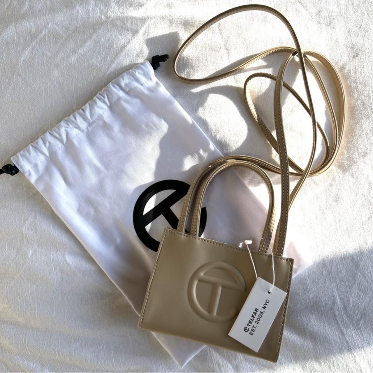 Telfar Small Cream Shopping Bag Features a double... - Depop