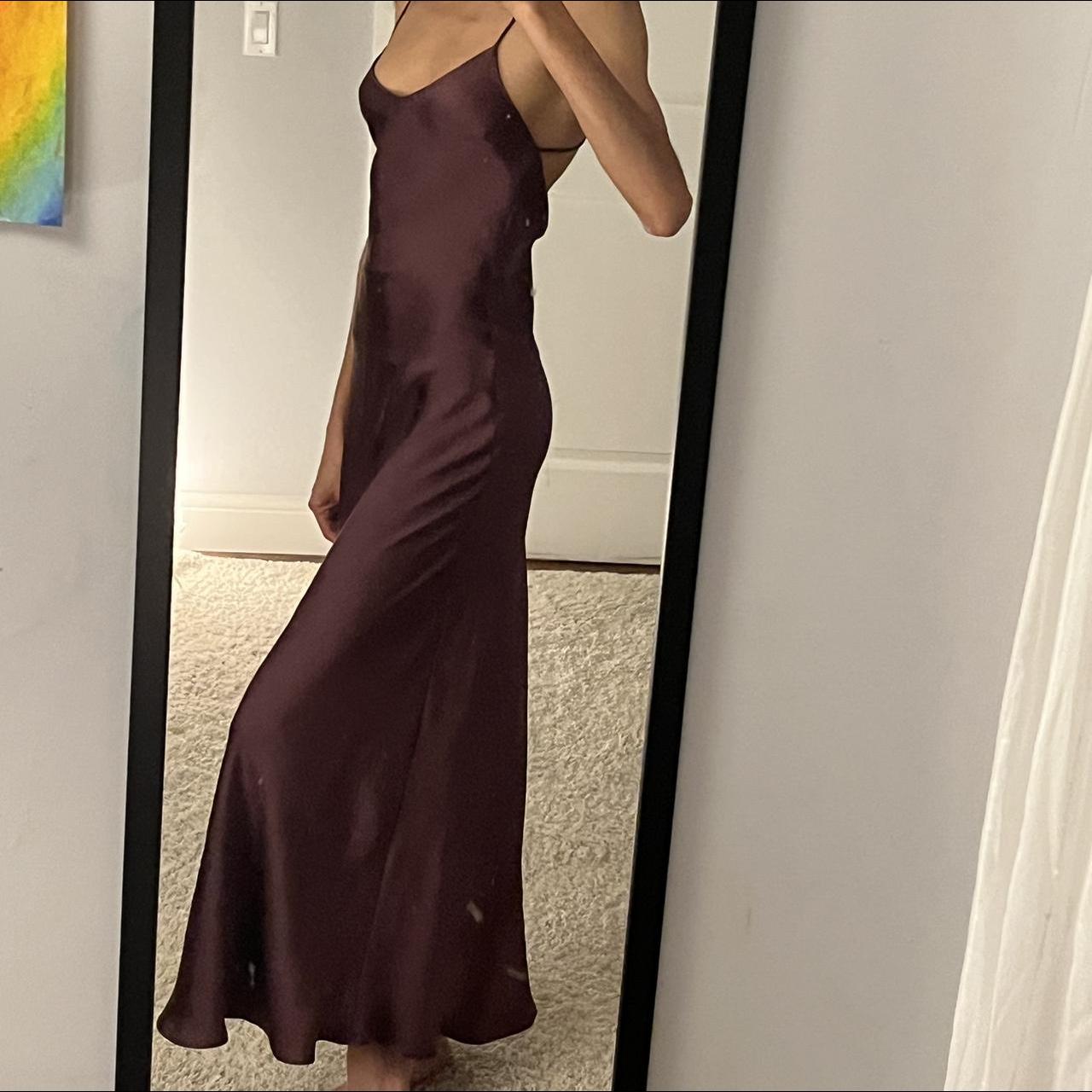 Zara plum satin maxi dress with semi low back - Depop