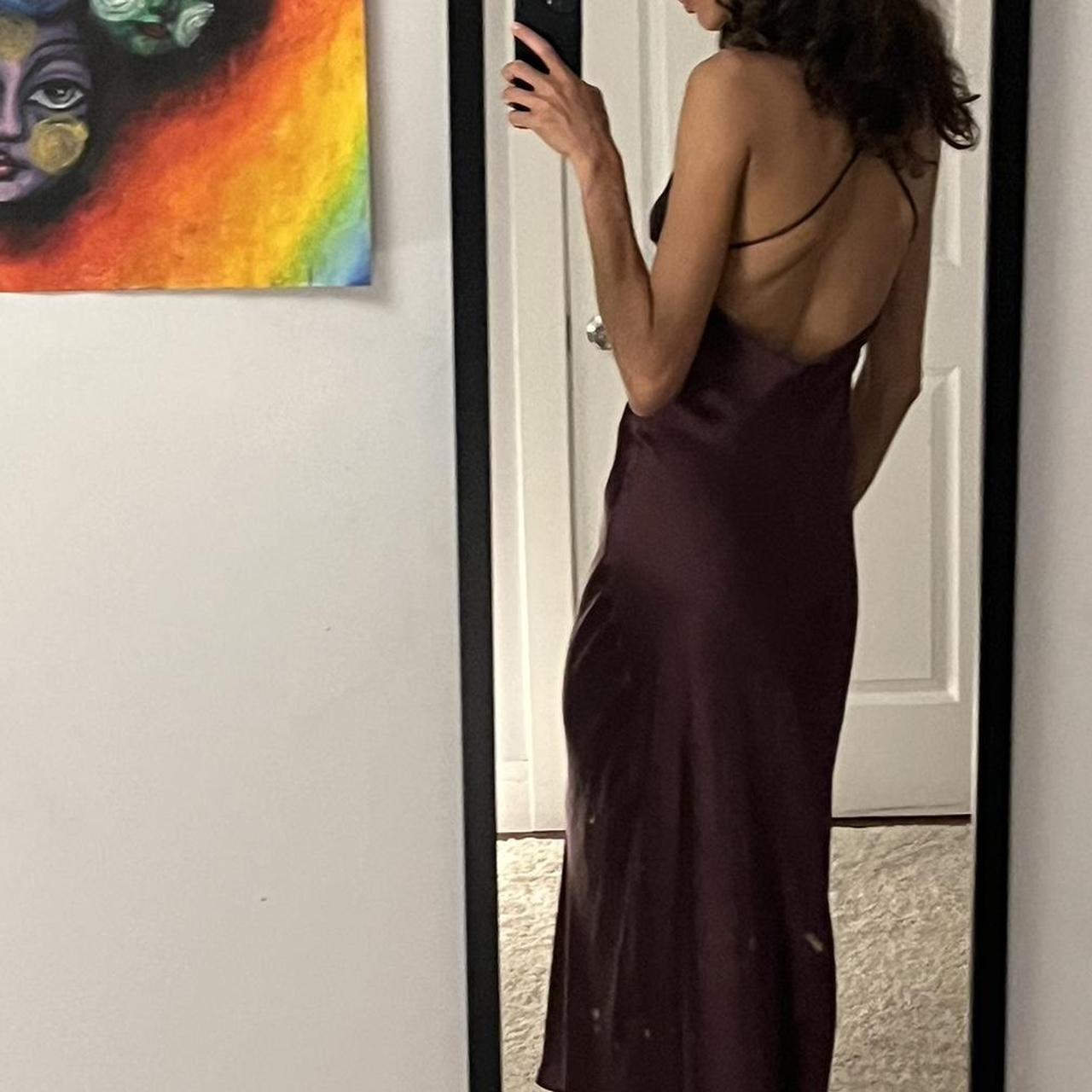 Zara plum satin maxi dress with semi low back - Depop
