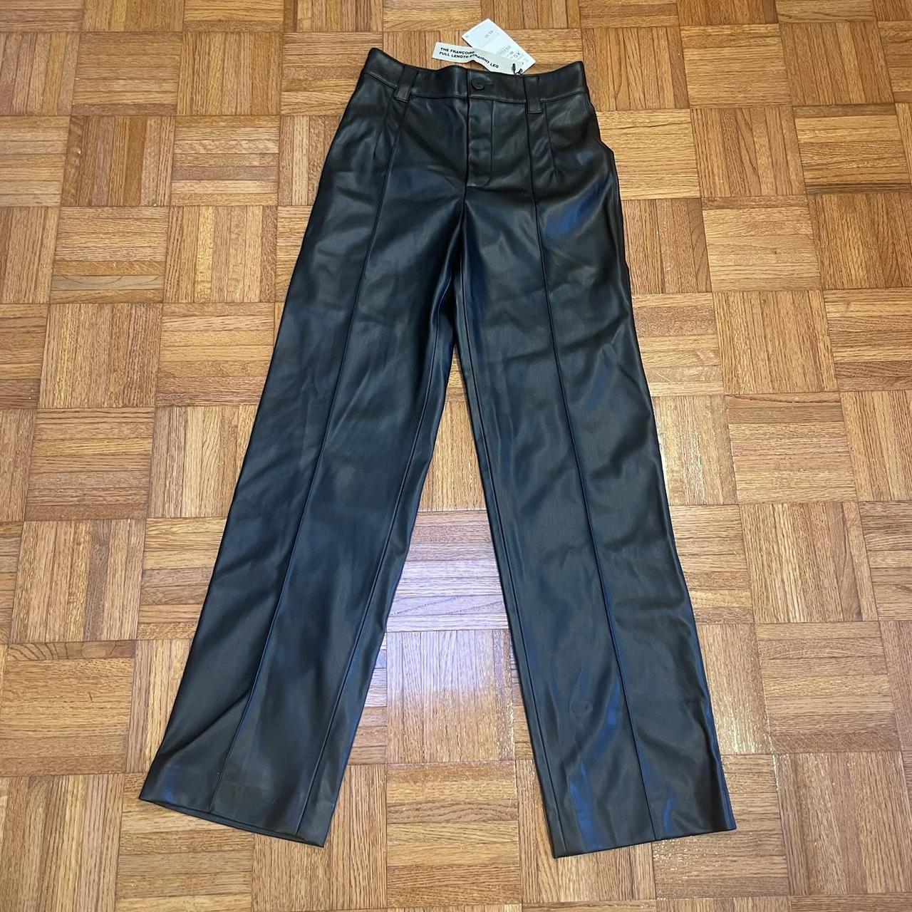 NWT ZARA Full Length Faux Leather Francoise Pants Size XS Color Dark Oli…