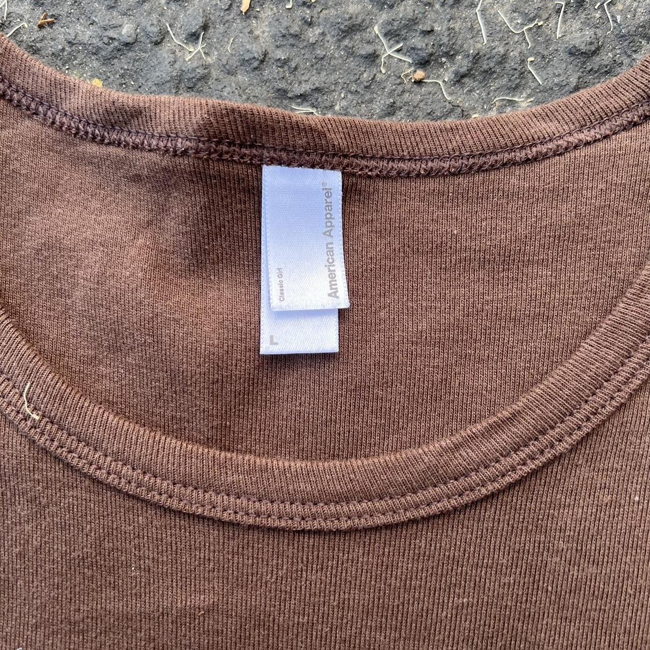 American Apparel Women's Brown and Blue Tshirt Depop