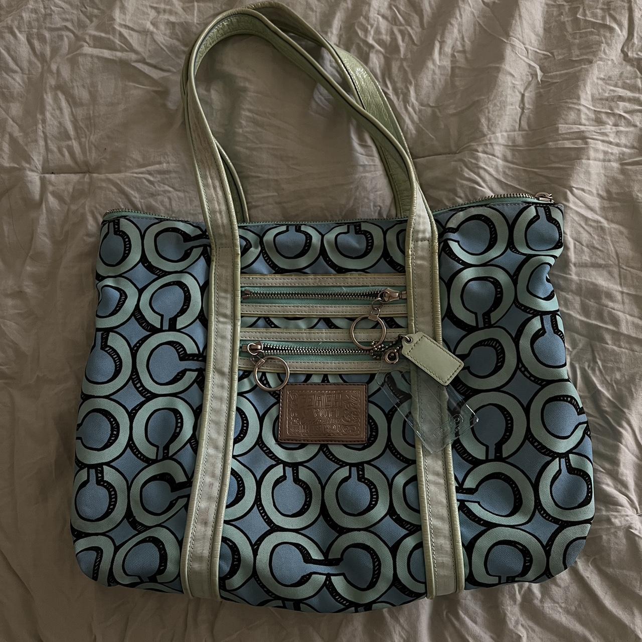 Coach Women's Blue and Green Bag | Depop