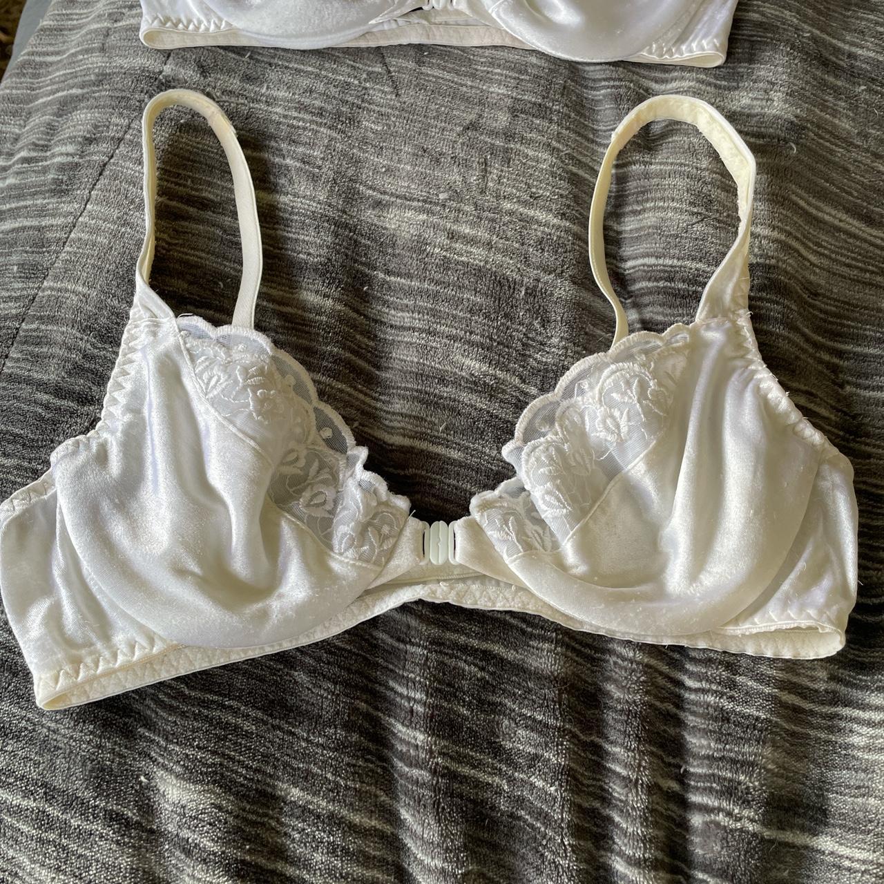 Vintage sexy white bra Vintage white lacy flower... - Depop