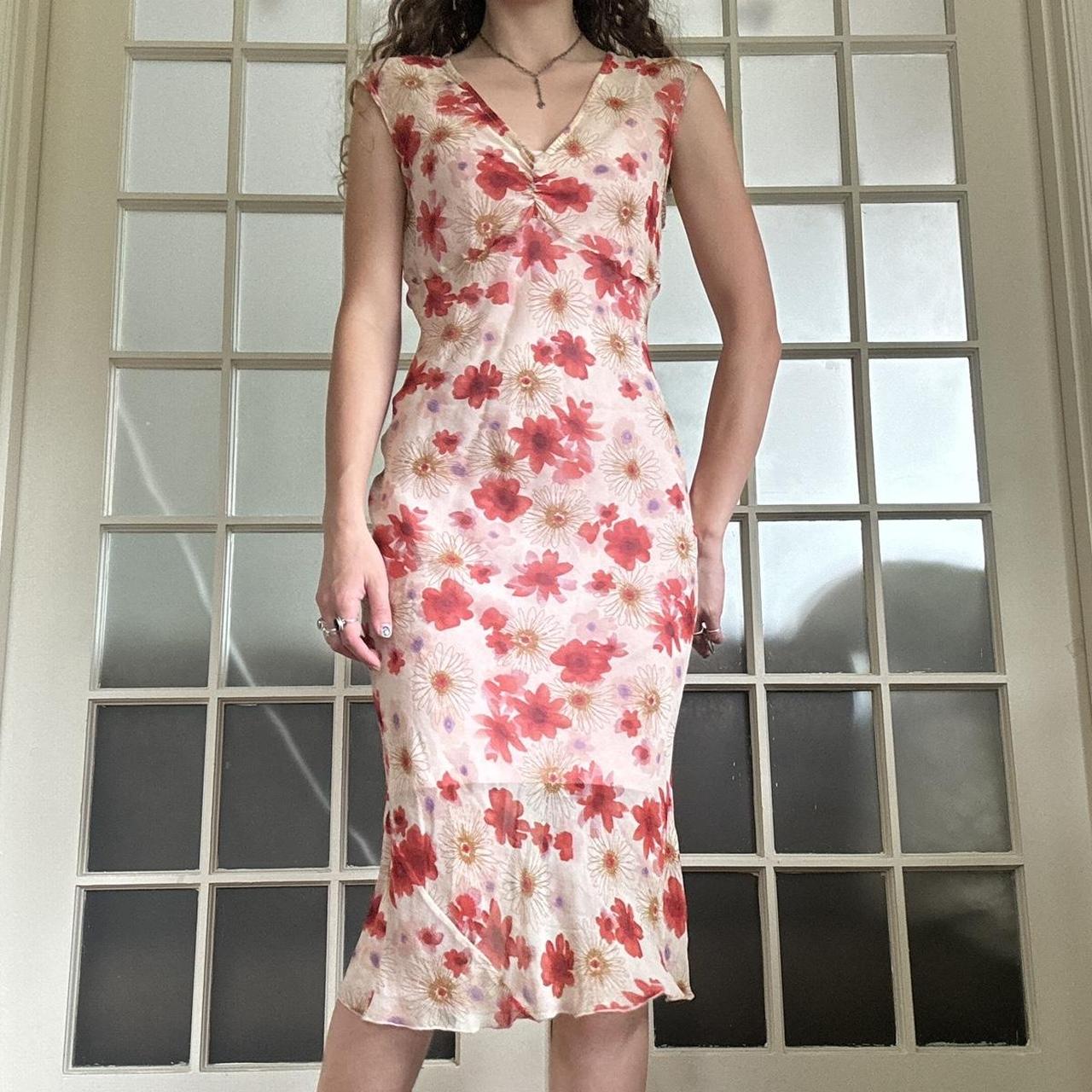 Vintage angel cream slip dress with ruching | Depop