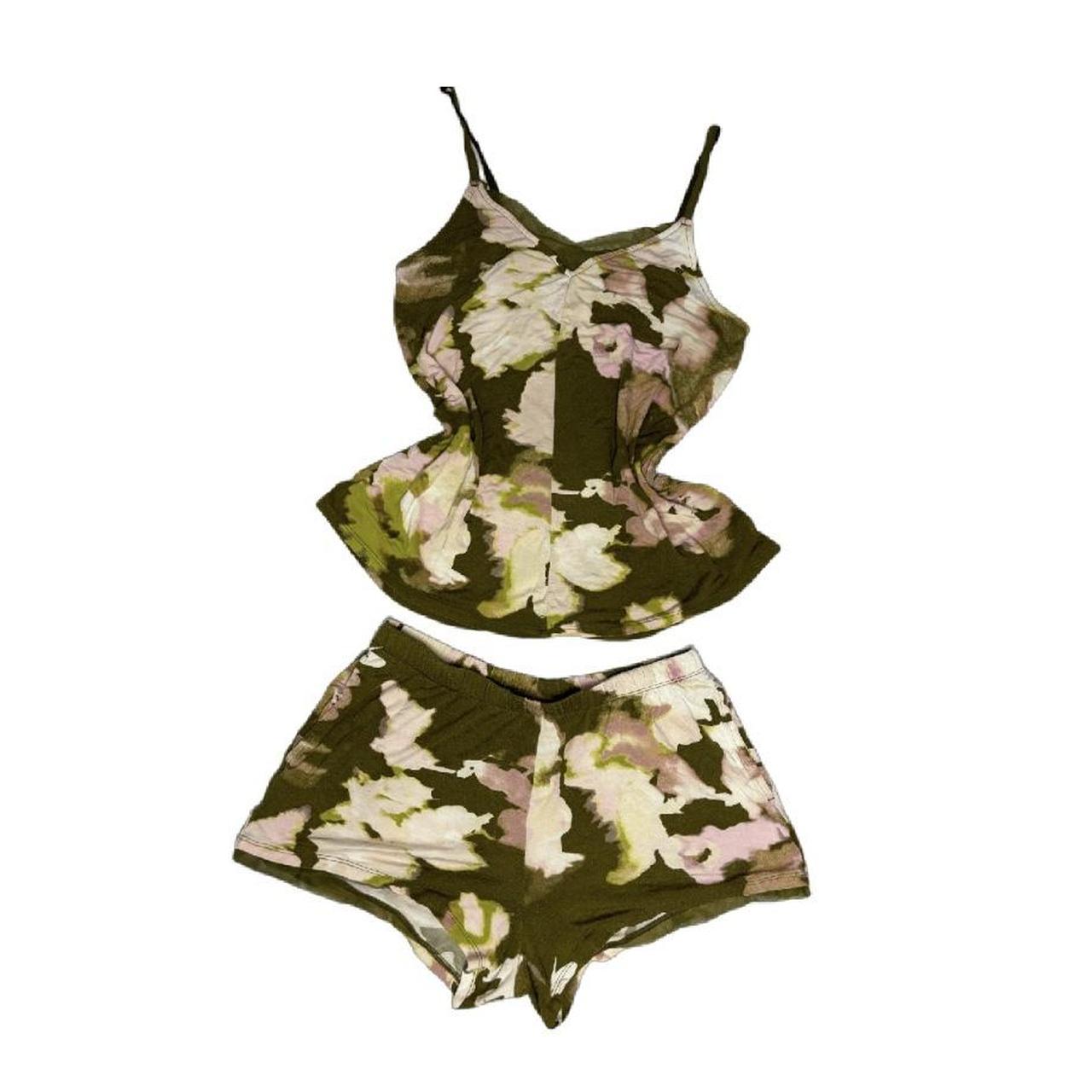 Green Floral Pajama Set {Size}... Depop