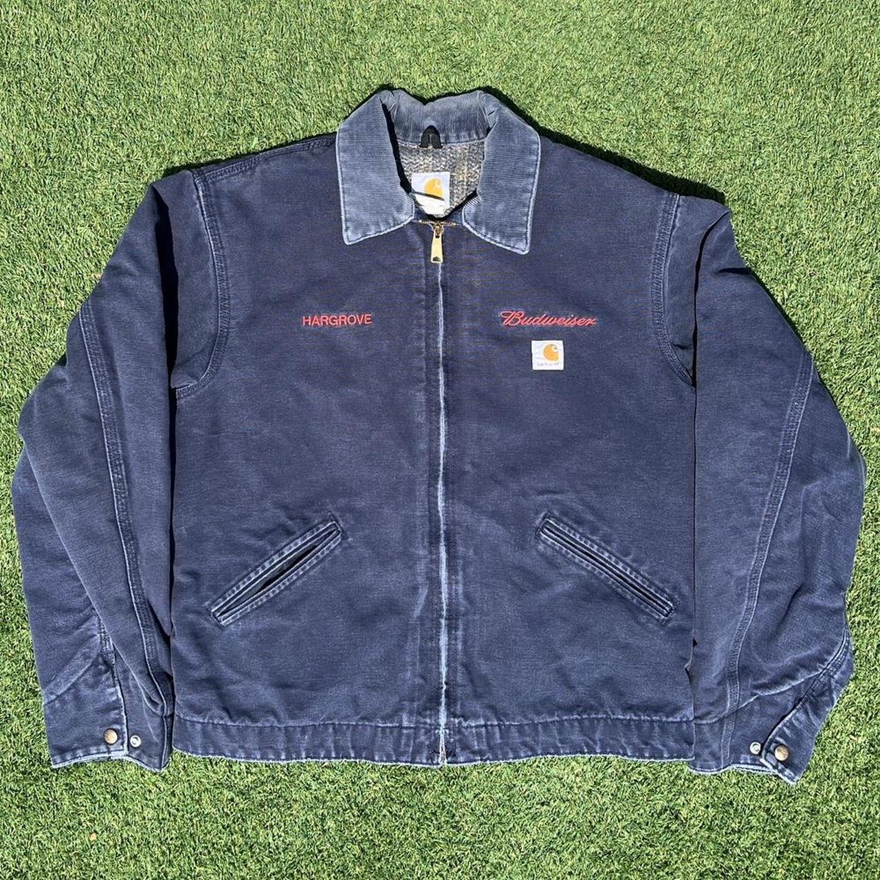 Vintage carhartt Detroit jacket 2007 navy blue... Depop