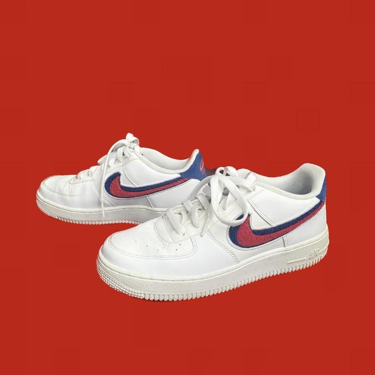 Nike air force 1 low cheap 3d chenille swoosh white red blue