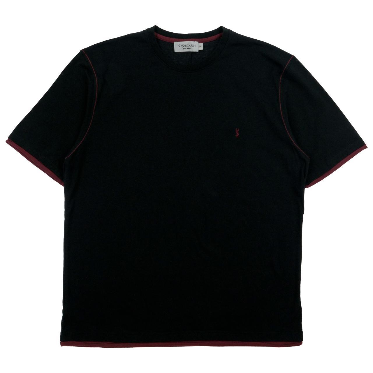 Yves Saint Laurent Men's Black and Red T-shirt | Depop