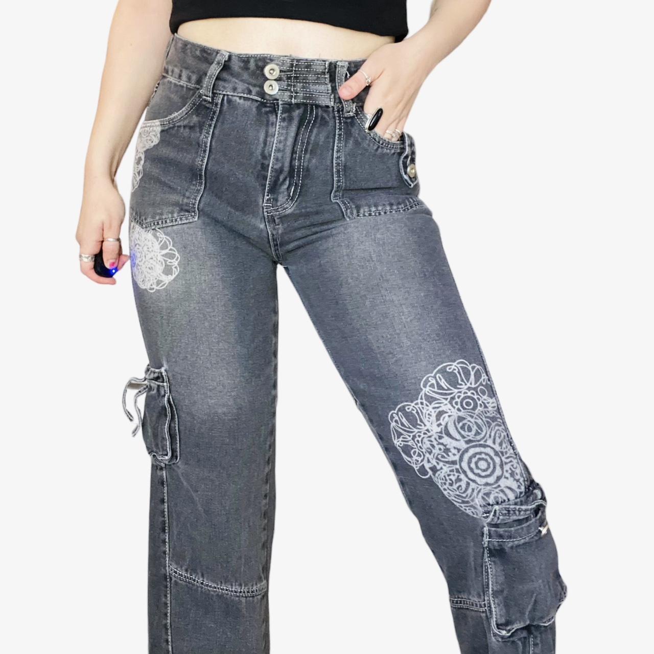 Y2K Grunge Cargo Pants for Women Low Waist Boyfiend Baggy Jeans