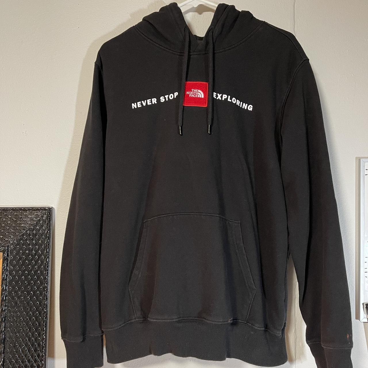 The North Face Men's Black and Red Hoodie | Depop
