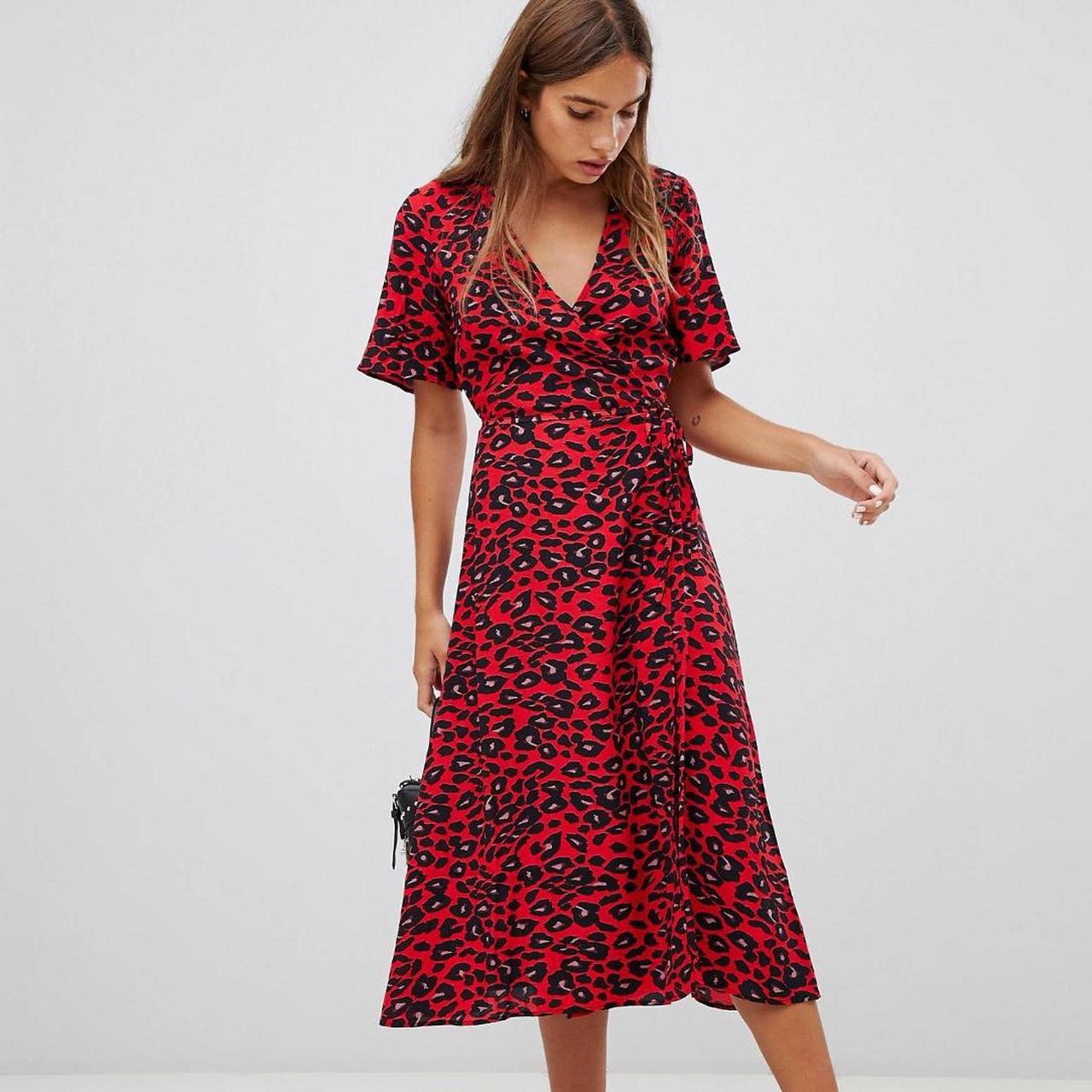 New Look red leopard print midi wrap dress. Perfect