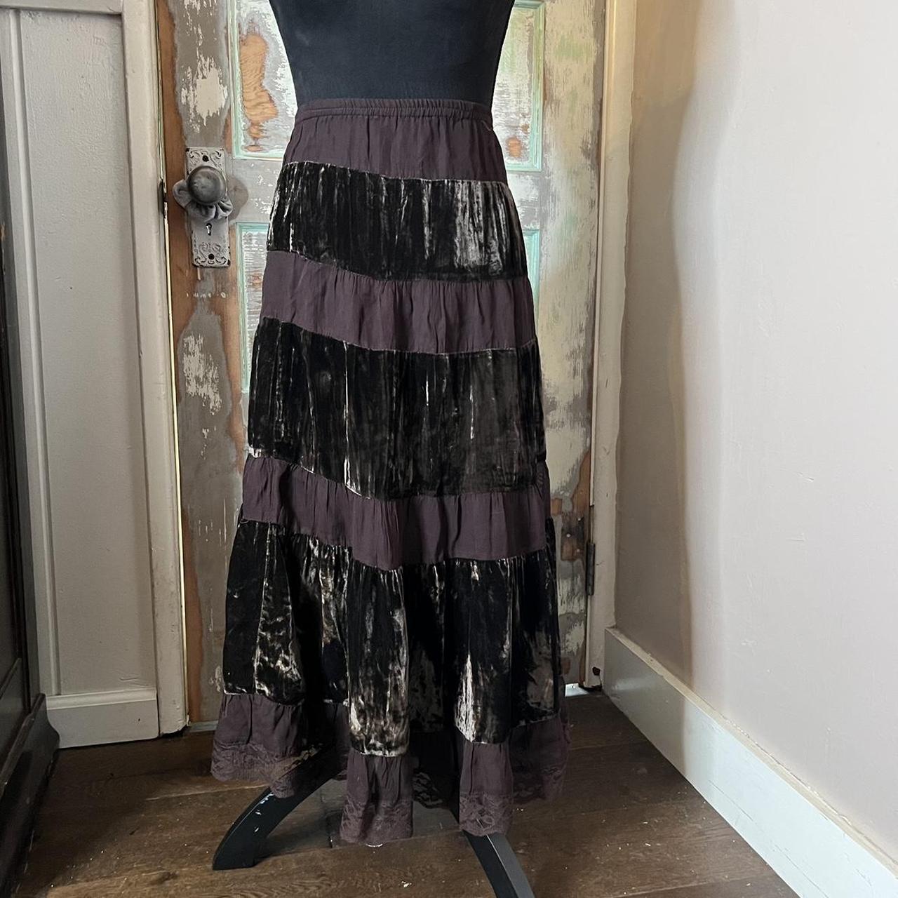 Sheer and brown velvet lace maxi skirt This is the... - Depop