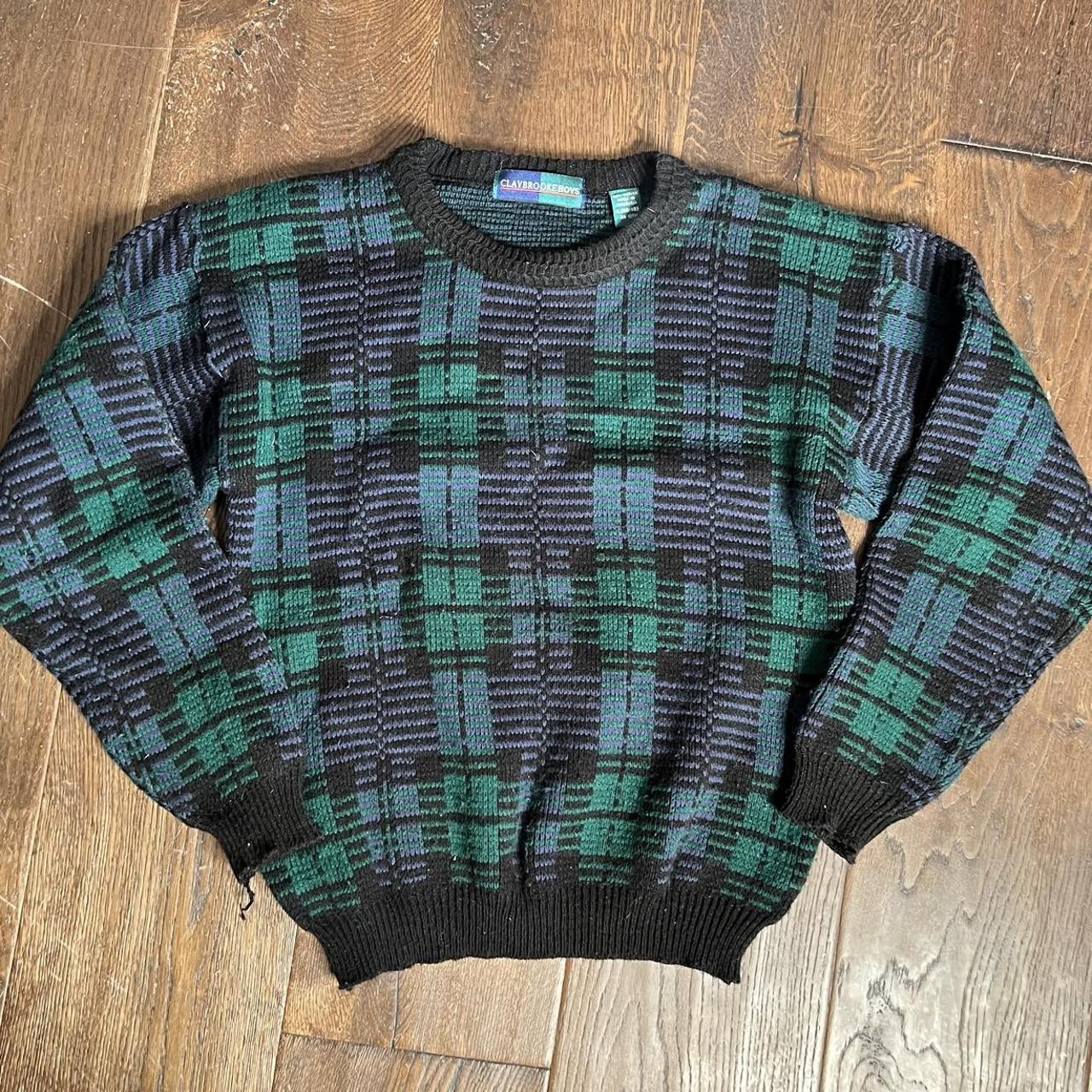 80s tartan sweater Cutest green and black sweater... - Depop