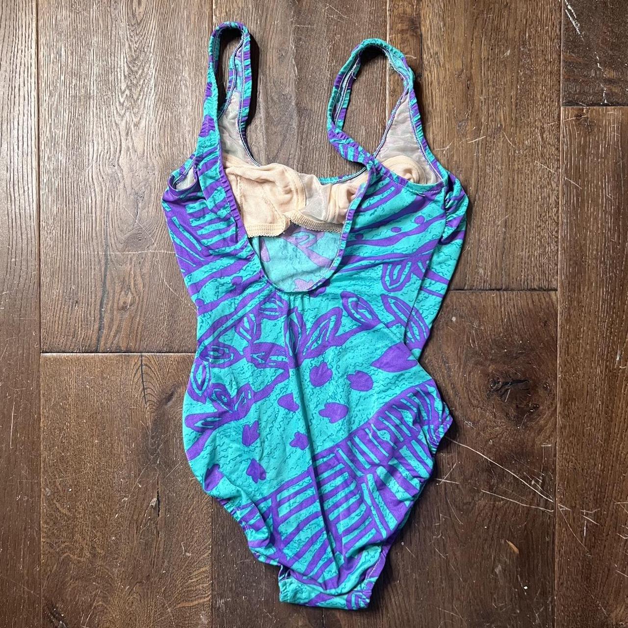 80s 90s High Cut Geometric Swimsuit Cute And Bold Depop