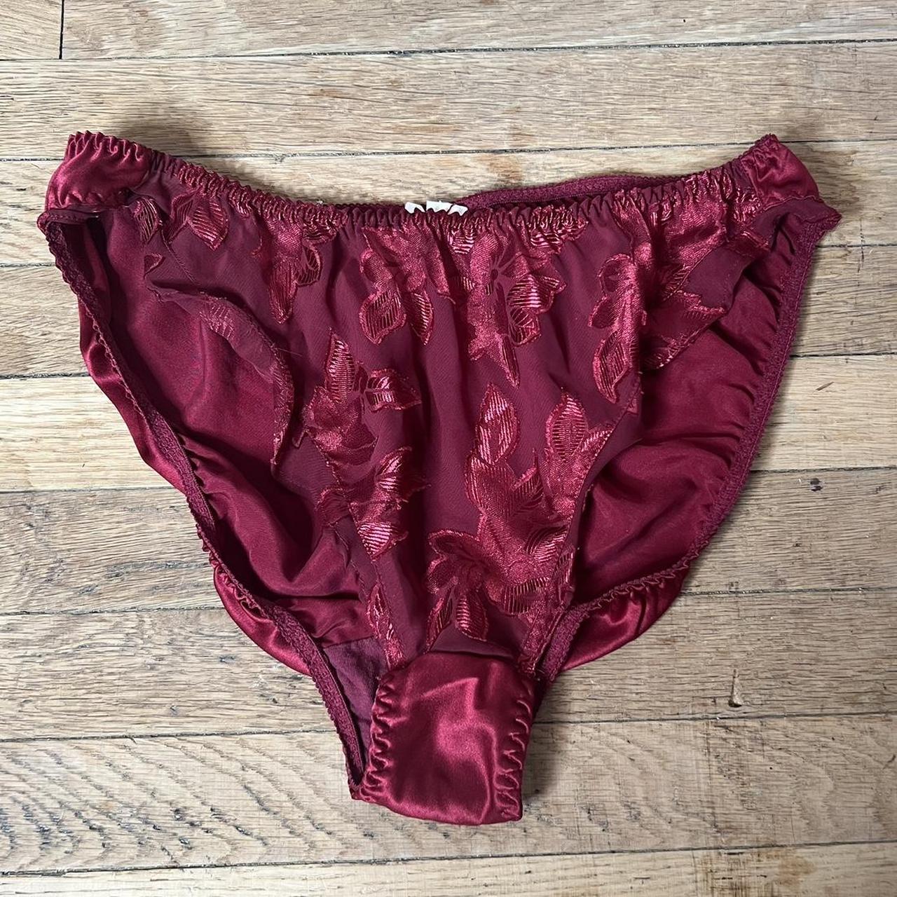 80s Victoria Secret red silk panties Gold label... - Depop