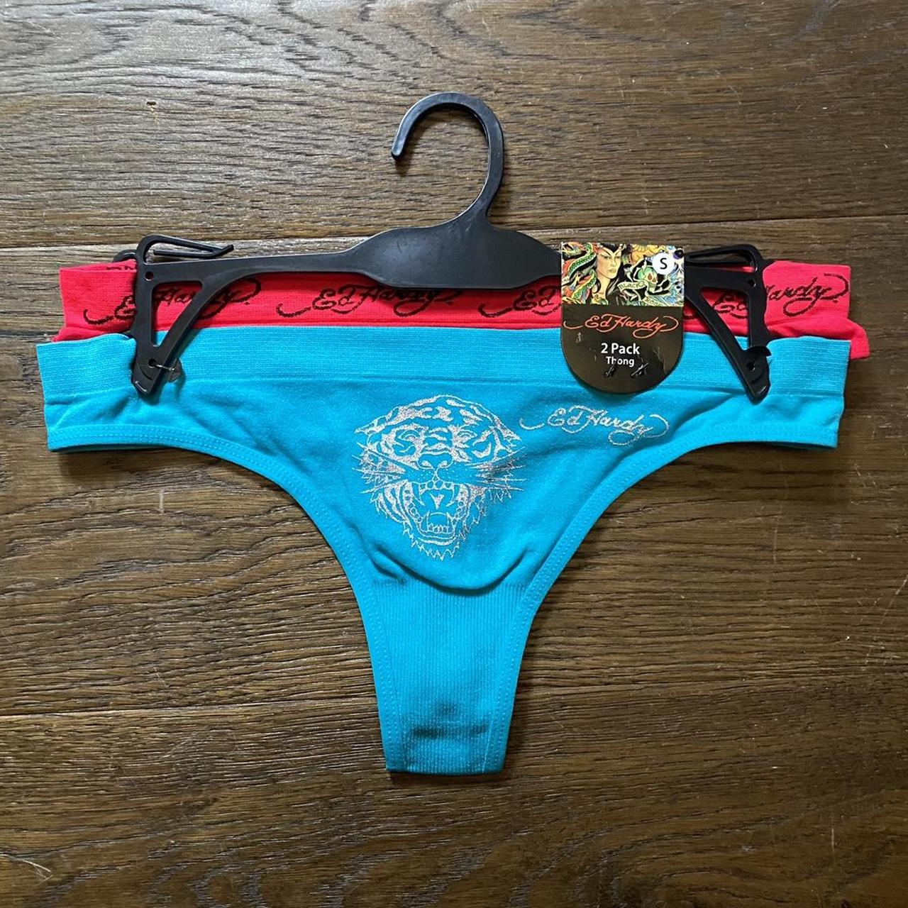 Two pack Ed Hardy thongs Dead stock blue tiger... - Depop